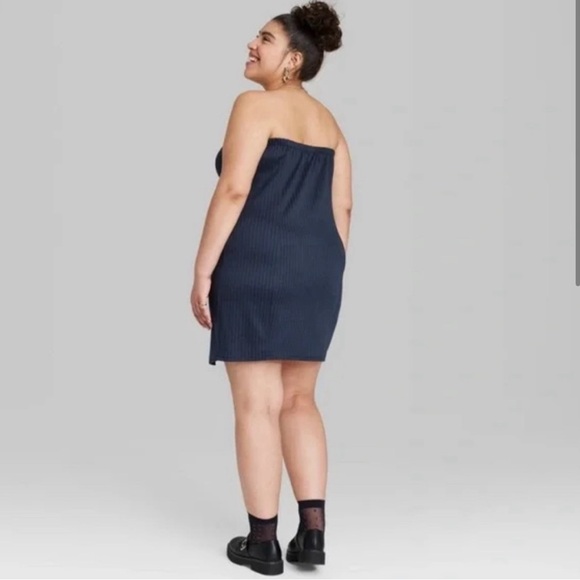 Wild Fable Strapless Ponte Knit Pin Stripe Tube Mini Bodycon Dress - Picture 3 of 7